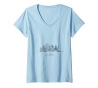 Mujer Recuerdos de viaje de Baltimore, Maryland Skyline a EE. UU. Camiseta Cuello V