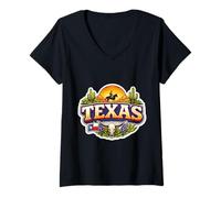 Mujer Recuerdos de visitantes estatales de Texas: Viaje turístico a Texas Camiseta Cuello V