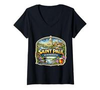 Mujer Recuerdos estatales de San Pablo Minnesota Souvenir City Visitante Camiseta Cuello V