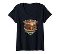 Mujer Recuerdos gráficos novedosos del Parque Nacional de los Volcanes de Hawái Camiseta Cuello V