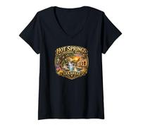 Mujer Recuerdos gráficos novedosos del Parque Nacional Hot Springs Arkansas Camiseta Cuello V