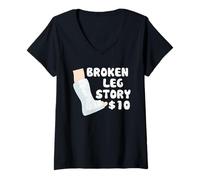 Mujer Recuperación de piernas rotas Historia del elenco Lesiones Humor Sobrevivientes Club Camiseta Cuello V