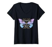 Mujer Recuperación de Salud Mental Efecto Mariposa Trauma Curación Camiseta Cuello V