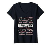 Mujer Recuperación Grunge Sobriedad Motivacional Fuerza Sobrio Camiseta Cuello V