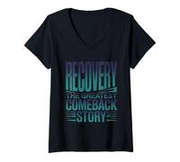 Mujer Recuperación Regreso Historia 12 Pasos Diseño de Regalo Camiseta Cuello V