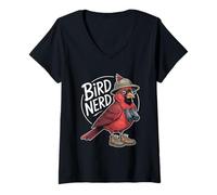 Mujer Red Cardinal Bird, Divertido observador de Aves Camiseta Cuello V