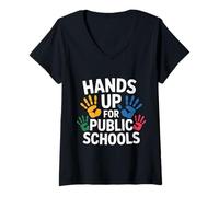 Mujer Red for Ed apoya a los Maestros y la educación pública Camiseta Cuello V