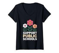 Mujer Red for Ed apoya a los Maestros y la educación pública Camiseta Cuello V
