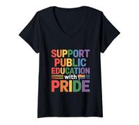 Mujer Red for Ed apoya a los Maestros y la educación pública Camiseta Cuello V