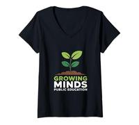 Mujer Red for Ed apoya a los Maestros y la educación pública Camiseta Cuello V