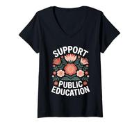 Mujer Red for Ed apoya a los Maestros y la educación pública Camiseta Cuello V