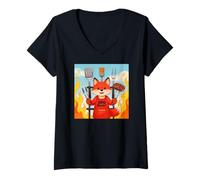 Mujer Red Fox Cooking Grill BBQ Funny Gift Red Fox Camiseta Cuello V