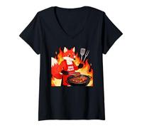 Mujer Red Fox Cooking Grill BBQ Funny Gift Red Fox Camiseta Cuello V
