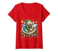 Mujer Red Frenchie Accessories For Women Men Who Love Christmas Camiseta Cuello V