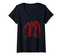 Mujer Red Mothman regala criptozoología Cuentos Populares Retro y espeluznantes Camiseta Cuello V