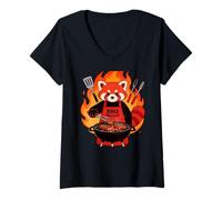 Mujer Red Panda Cooking Grill BBQ Funny Gift Red Panda Camiseta Cuello V