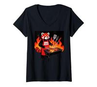 Mujer Red Panda Cooking Grill BBQ Funny Gift Red Panda Camiseta Cuello V