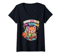 Mujer Red Panda Gaming Can't Hear You I'm Gaming Red Panda Camiseta Cuello V