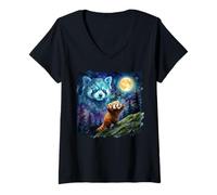 Mujer Red Panda Howling at The Moon Funny Parody Art Camiseta Cuello V