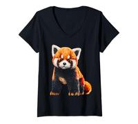 Mujer Red Panda Motif Art Animal Lover Hombres Mujeres Gráfico Bosque Camiseta Cuello V
