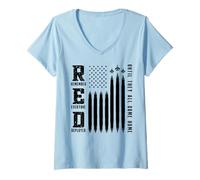 Mujer Red Viernes Recuerda Que Todos desplegaron la Bandera del Camiseta Cuello V