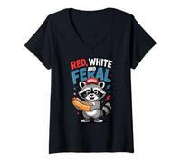 Mujer Red White and Feral T Camiseta Cuello V