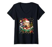 Mujer Red White Green Christmas Dog For Xmas Golden Retriever Mom Camiseta Cuello V
