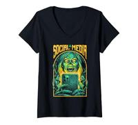 Mujer Redes Sociales Chica Zombie Divertido Mujer No Muerta Halloween Camiseta Cuello V