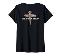 Mujer Redimido Jesús Cruzar El Camino La Verdad La Vida Arte EN LA Espalda Camiseta Cuello V