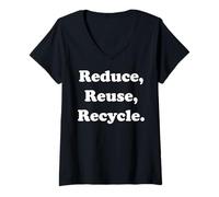 Mujer Reduce Reuse Recycle Environmental Awareness Camiseta Cuello V
