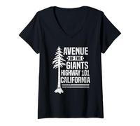 Mujer Redwood Avenue of The Giants Highway 101, California Camiseta Cuello V