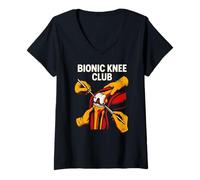 Mujer Reemplazo de Rodilla Bionic Knee Club Fun Mens Cirugía Recuperación Camiseta Cuello V