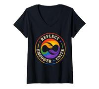 Mujer Reflejar Empoderar Unite Diversidad Unidad Igualdad Camiseta Cuello V