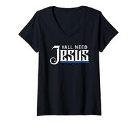 Mujer Refranes cristianos geniales necesitan a Jesús Iglesia cristiana divertida Camiseta Cuello V