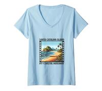 Mujer Refugio - Isla Santa Catalina Camiseta Cuello V