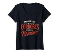 Mujer Regalo Cordobés Es Rozar La Perfección Córdoba Divertido Camiseta Cuello V