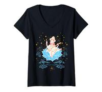 Mujer Regalo de Boda hindú para Artistas Indios Diosa Saraswati Mata Camiseta Cuello V