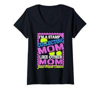 Mujer Regalo de coleccionista Divertido Retro I'm A Stamp Collecting MOM Camiseta Cuello V