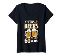 Mujer Regalo de cumpleaños de Cheers and Beers To My 60 Years Sixty Camiseta Cuello V