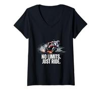 Mujer Regalo de Estilo de Vida Brutal para Motociclistas Just Ride Camiseta Cuello V