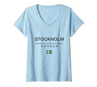 Mujer Regalo de Estocolmo Suecia Souvenir Suecia Viajes Camiseta Cuello V