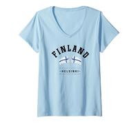 Mujer Regalo de Finlandia Bandera Finlandesa de Helsinki República de Finlandia Camiseta Cuello V