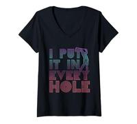 Mujer Regalo de Golf Vintage de los 80 con Forma de «I Put It In Every Hole» Camiseta Cuello V