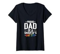 Mujer Regalo de Hijo Gay Orgulloso papá Inteligente Camiseta Cuello V