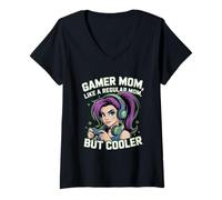 Mujer Regalo de mamá para el día de la Madre, Lindo Cabello Morado para niña Camiseta Cuello V