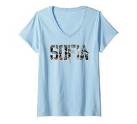 Mujer Regalo de Recuerdo de Sofia City Bulgaria para Hombres y Mujeres Camiseta Cuello V, Azul Bebé, XL