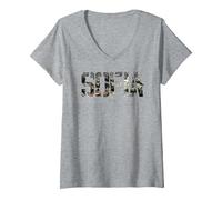 Mujer Regalo de Recuerdo de Sofia City Bulgaria para Hombres y Mujeres Camiseta Cuello V, Gris Jaspeado, S