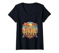 Mujer Regalo de Recuerdo de Viaje a la Ciudad de Agra India Camiseta Cuello V