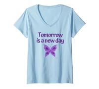 Mujer Regalo de recuperación de trastornos alimentarios, Cinta Morada inspiradora Camiseta Cuello V