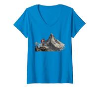Mujer Regalo de Ropa Matterhorn Camiseta Cuello V, Zafiro, XL
